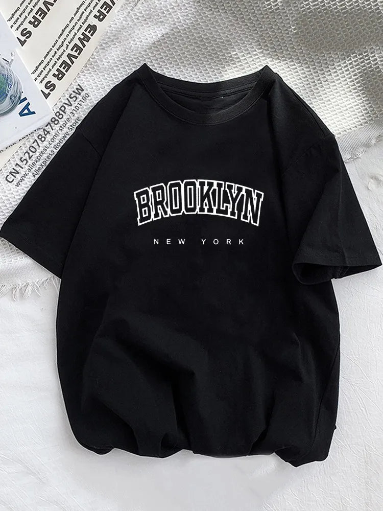 Women Brooklyn Letter Print T Shirt Girl Graphic Harajuku 2023