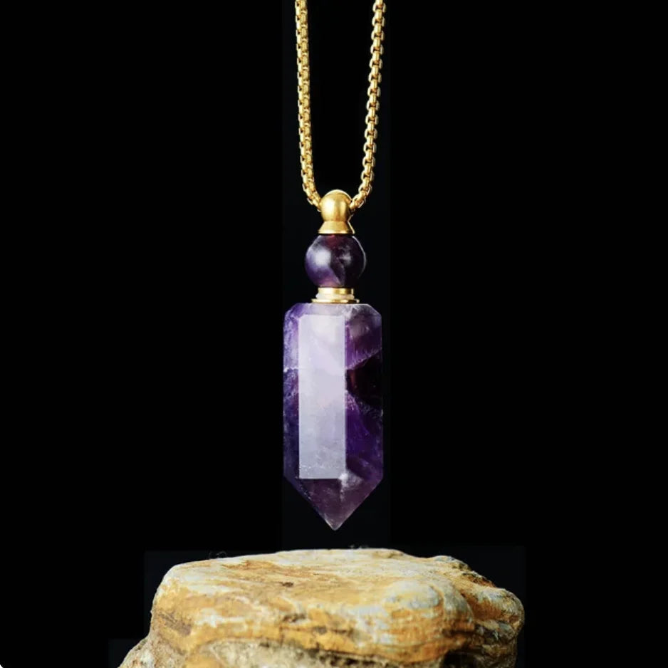 Amethyst Essential Oil Bottle Pendant - Bullet